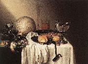 BOELEMA DE STOMME, Maerten Still-Life with a Bearded Man Crock and a Nautilus Shell Cup oil painting artist